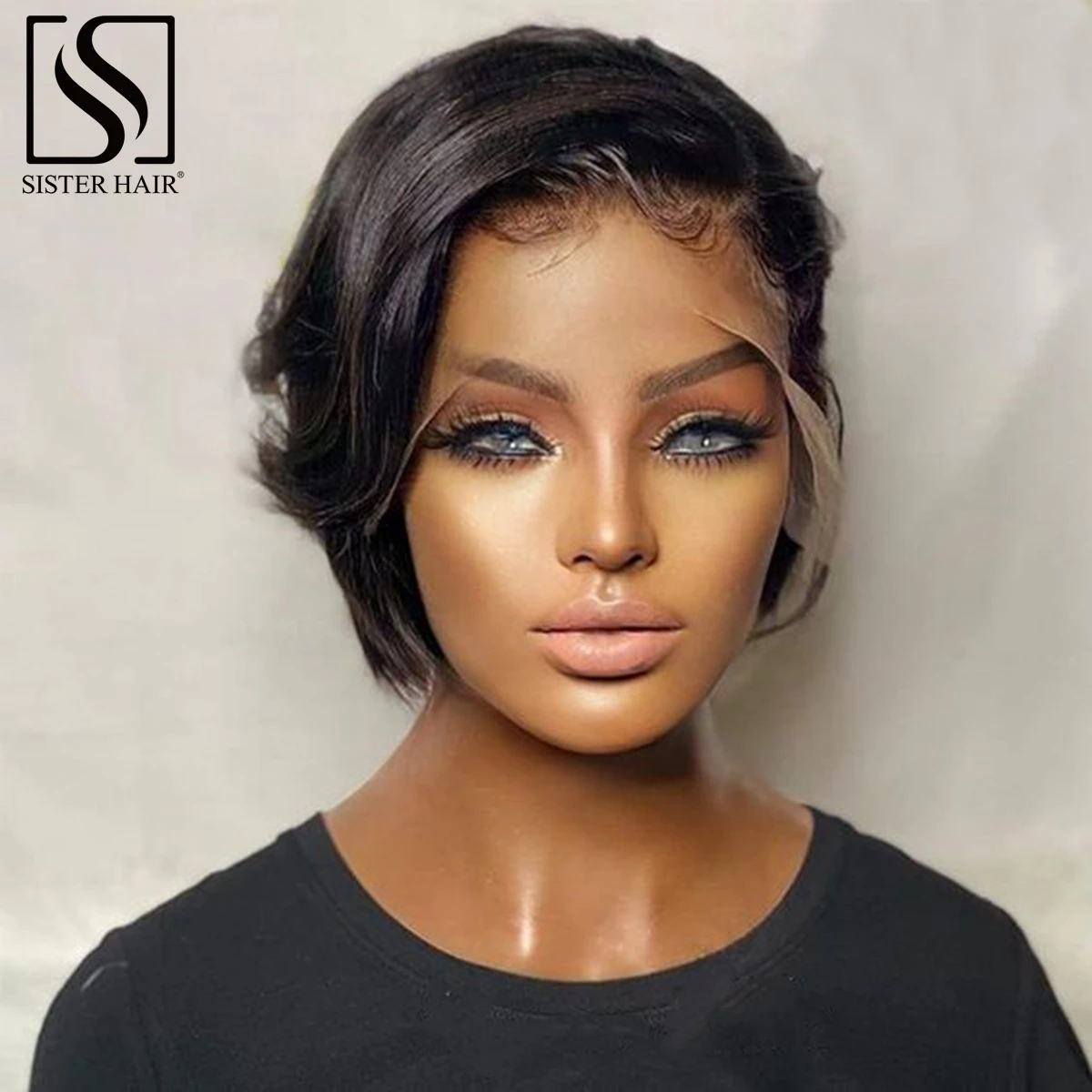 

Short Straight Pixie Cut Wig Bob Human Hair Wigs Cheap 13x1 T Part Transparent Lace Side Part Wig for Women Pre Plucked Hairline