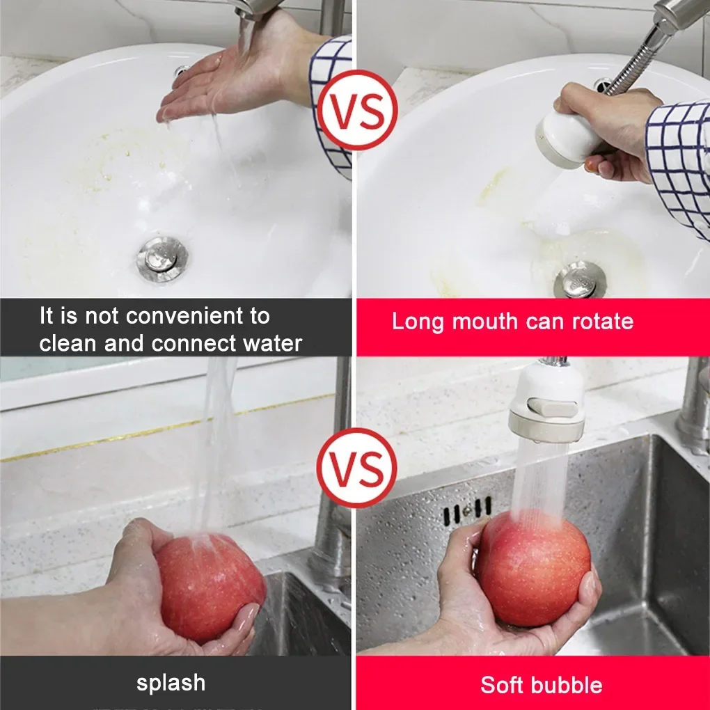 360 Degree Rotate Kitchen Faucet 3 Modes Aerator Faucet Water Saving Filter Extender Adapter Nozzle For Sink Faucet Accessories
