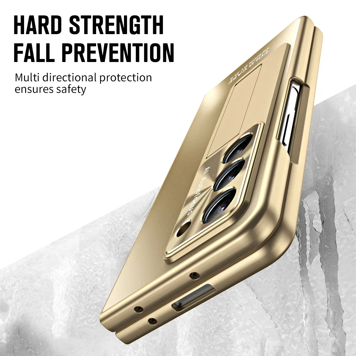 Plating Hinge 360° Shockproof Kickstand Case with Pen and Full Screen Protector