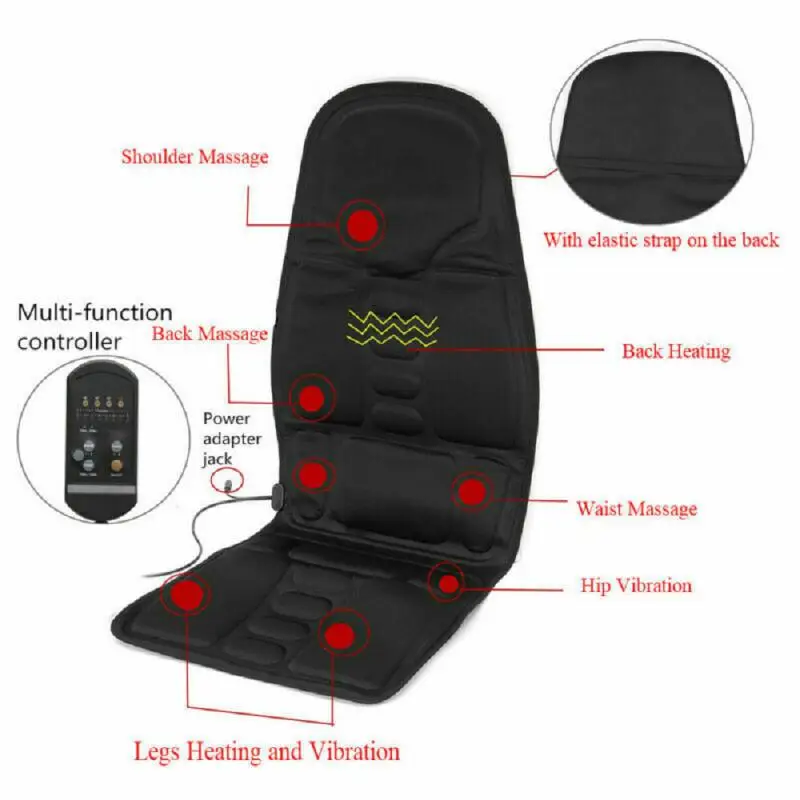 

Massager Chair Pad Electric Heating Vibrating Cervical Neck Back Body Cushion Massag for Car Home Lumbar Mattress Pain Relief