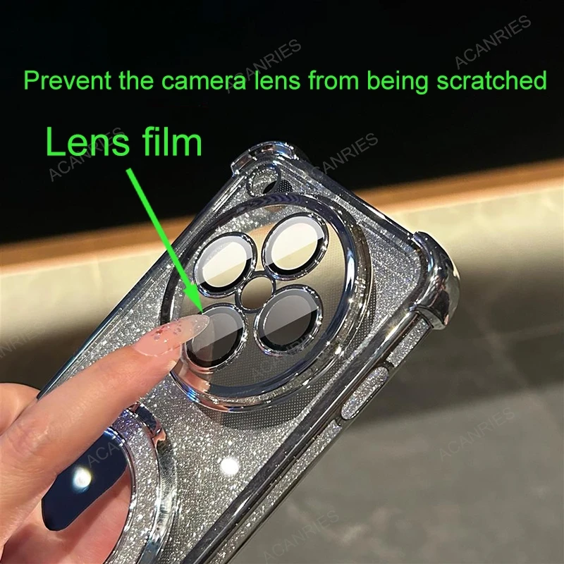 Anti-Shock Plating Case with Makeup Mirror Stand and Four-Corner Protection