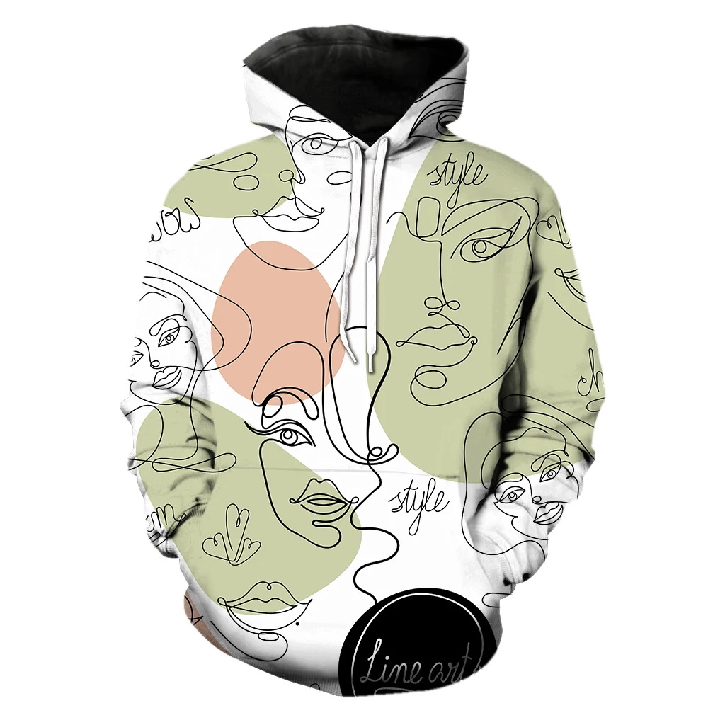 

Line Portrait Women's Hoodies Unisex Printed Fashion 2023 Hot Sale Streetwear Sweatshirts With Hooded Oversized Cool Tops