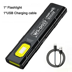 USB Rechargeable LED Keychain Flashlight - Compact COB Torch Light with Pocket Lantern and Magnetic Base (Black)