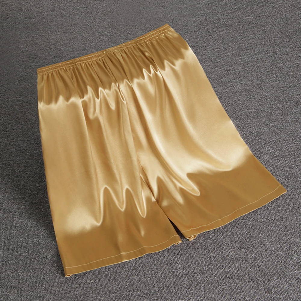 Herren-Pyjama aus Seidensatin mit elastischer Taille, weiche Shorts, Nachtwäsche, Taschenhöschen, Hose, Bermuda, schnell trocknende Strandshorts, männliche Jogginghose – Detail 18