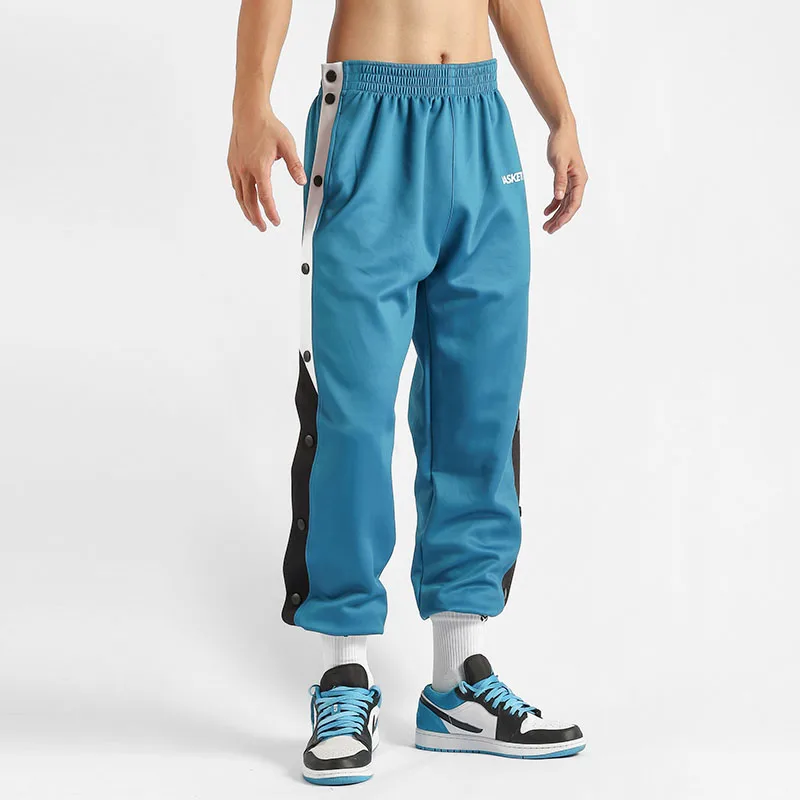 

Training Sweatpants For Men Full-opening Button-down Long Side-opening Button Trousers Sports Jogging Running Workout Pants Male