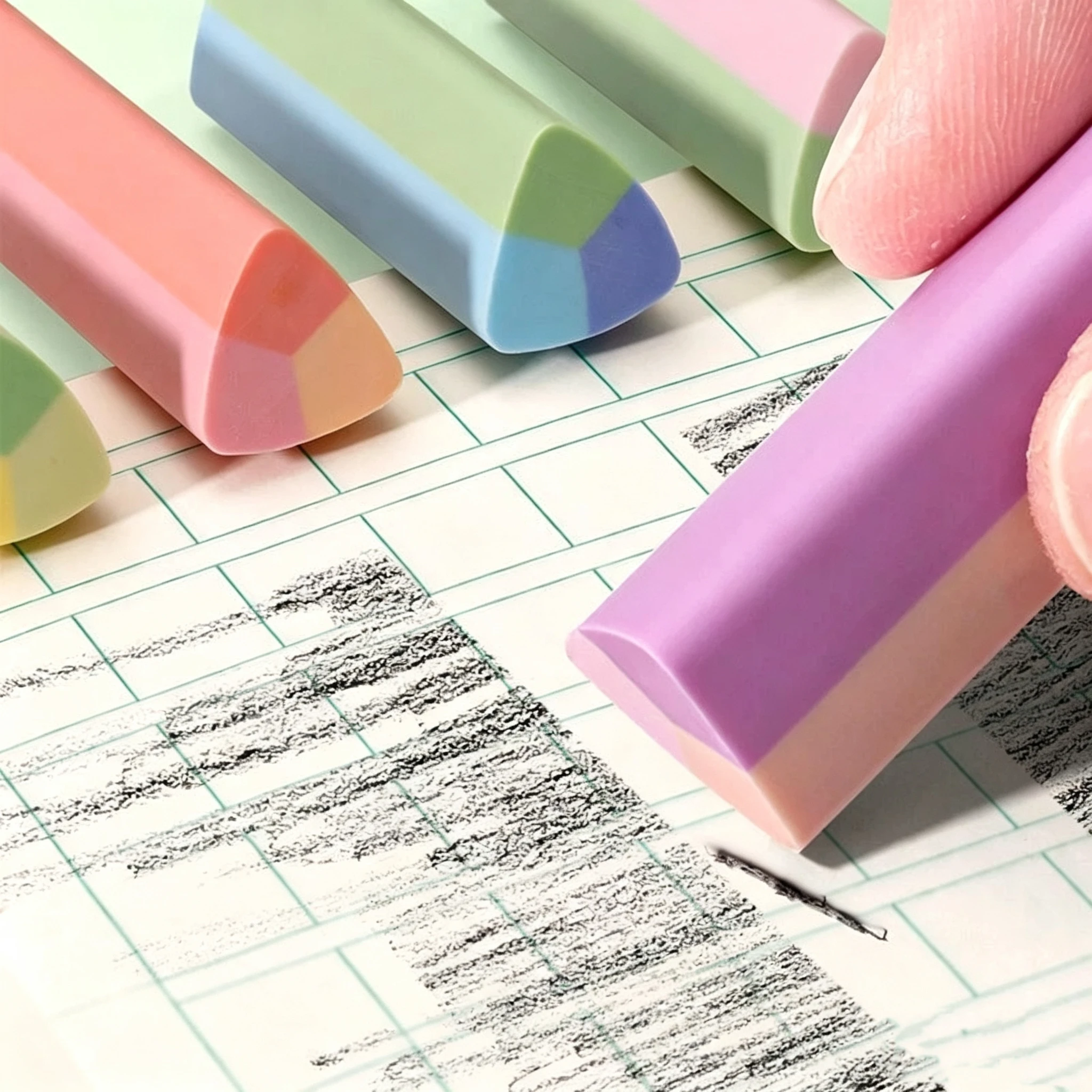 5 Gomme da Cancellare Morbide per Studenti, Senza Macchie, per Esami, Ufficio, Schizzi, Materiale Scolastico per Bambini - immagine 6
