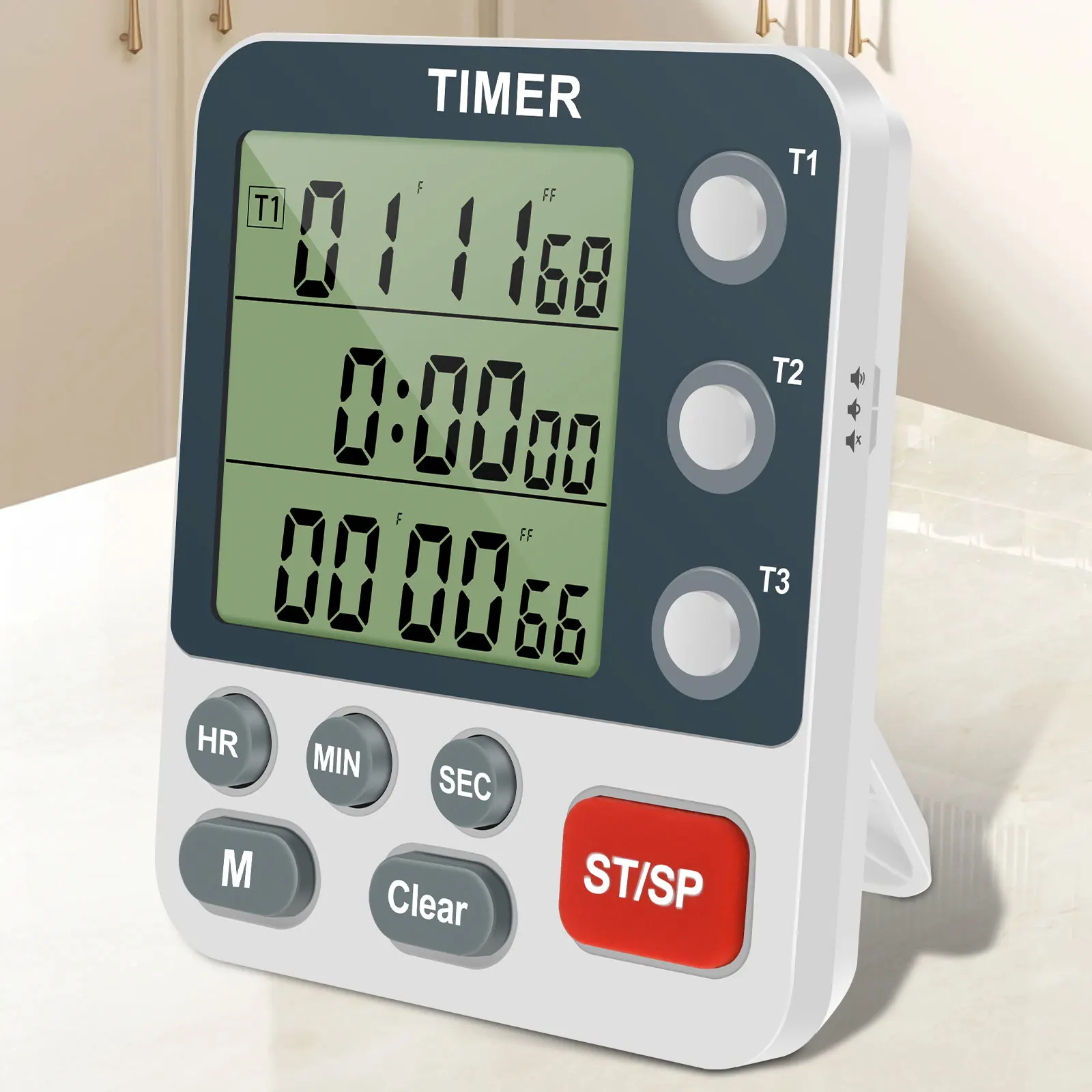 Multi-Function Magnetic Kitchen Timer with Adjustable Volume and Loud Alarm