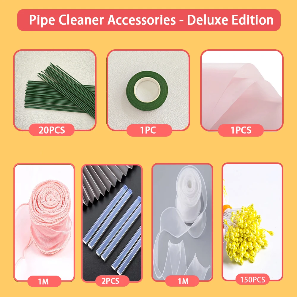 Pipe Cleaner Accessories Flower Pole Tape Wire Wrap Plastic Handmade diy bouquet wrapping paper material pack