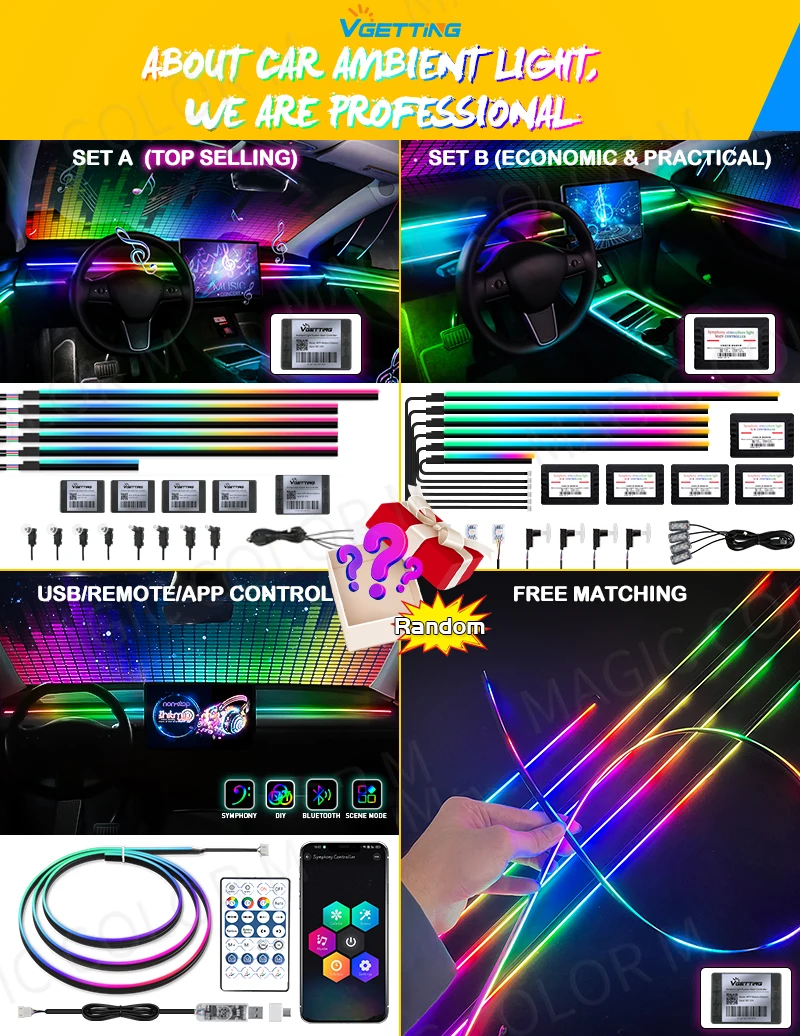 15 cm LED Auto Horn Umgebungs Licht Haube Audio Innen Symphonie Dekoration RGB 64 Farben APP Steuerung Atmosphäre Lampen Zubehör – Detail 1