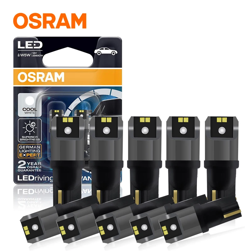 Intense every time Paving OSRAM Original 2/10x W5W T10 Led Bulbs Canbus 6000K 168 194 Led 5w5 Car  Interior Dome Reading License Plate Light Signal Lamp - AliExpress