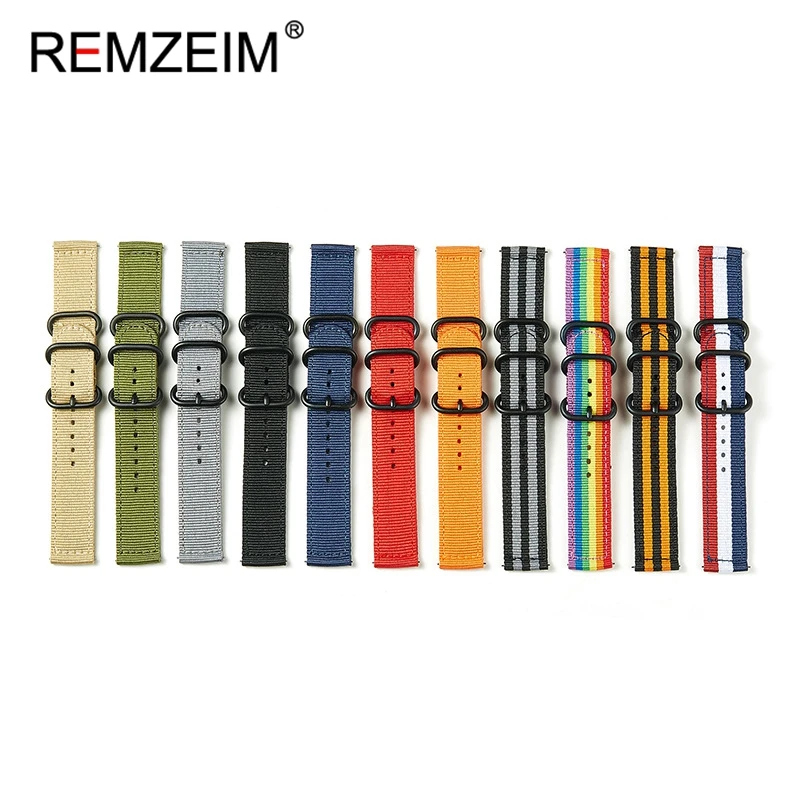 Versatile Quick Release Nylon Watch Strap with Black Ring Buckle