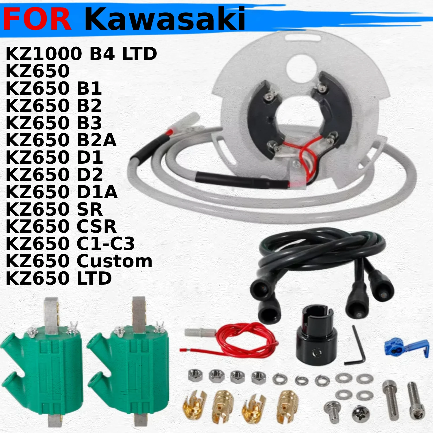 오토바이 듀얼 파이어 점화 코일 센서 조립 키트 가와사키 KZ650 B1 B2 B3 B2A D1 D2 D1A SR CSR C1-C3 LTD KZ1000 B4에 적합