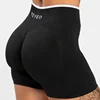 TEVEO Short de sport sans couture pour femme, blanc uni, taille haute, effet push-up, idéal pour le yoga et la course à pied