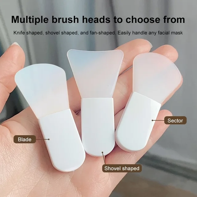 Silicone Facial Mask Brush with Spatula – Portable DIY Skincare Tool (1 or 3 Pieces)