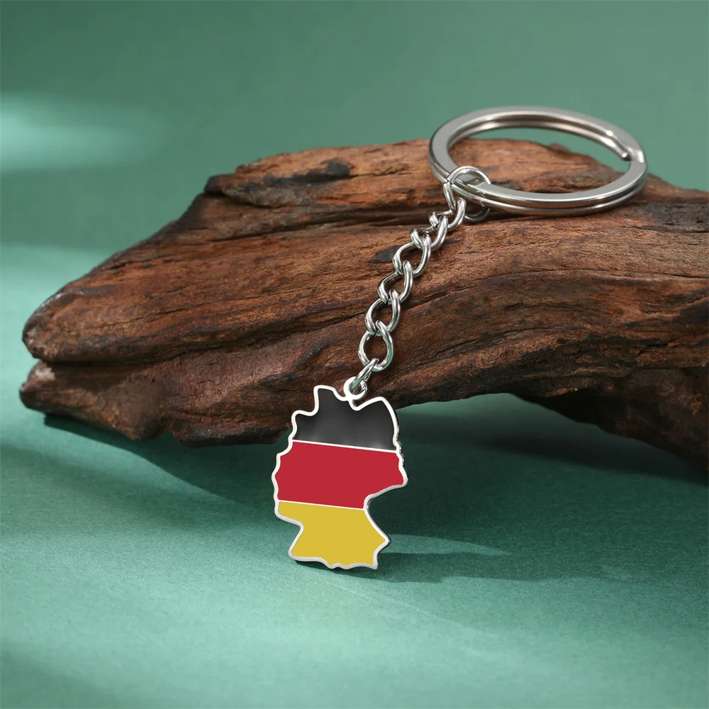 Eueavan Deutsche Karte Anhänger Schlüsselanhänger Frauen Männer Edelstahl Deutschland Flagge Ethnische Auto Schlüsselanhänger Ring Neue Trend Schmuck Geschenke – Detail 12