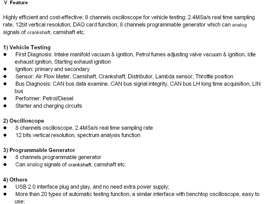 Hantek 1008B Automotive Oscilloscope | 8-Channel Diagnostic DAQ Card & Programmable Signal Generator detail image 8