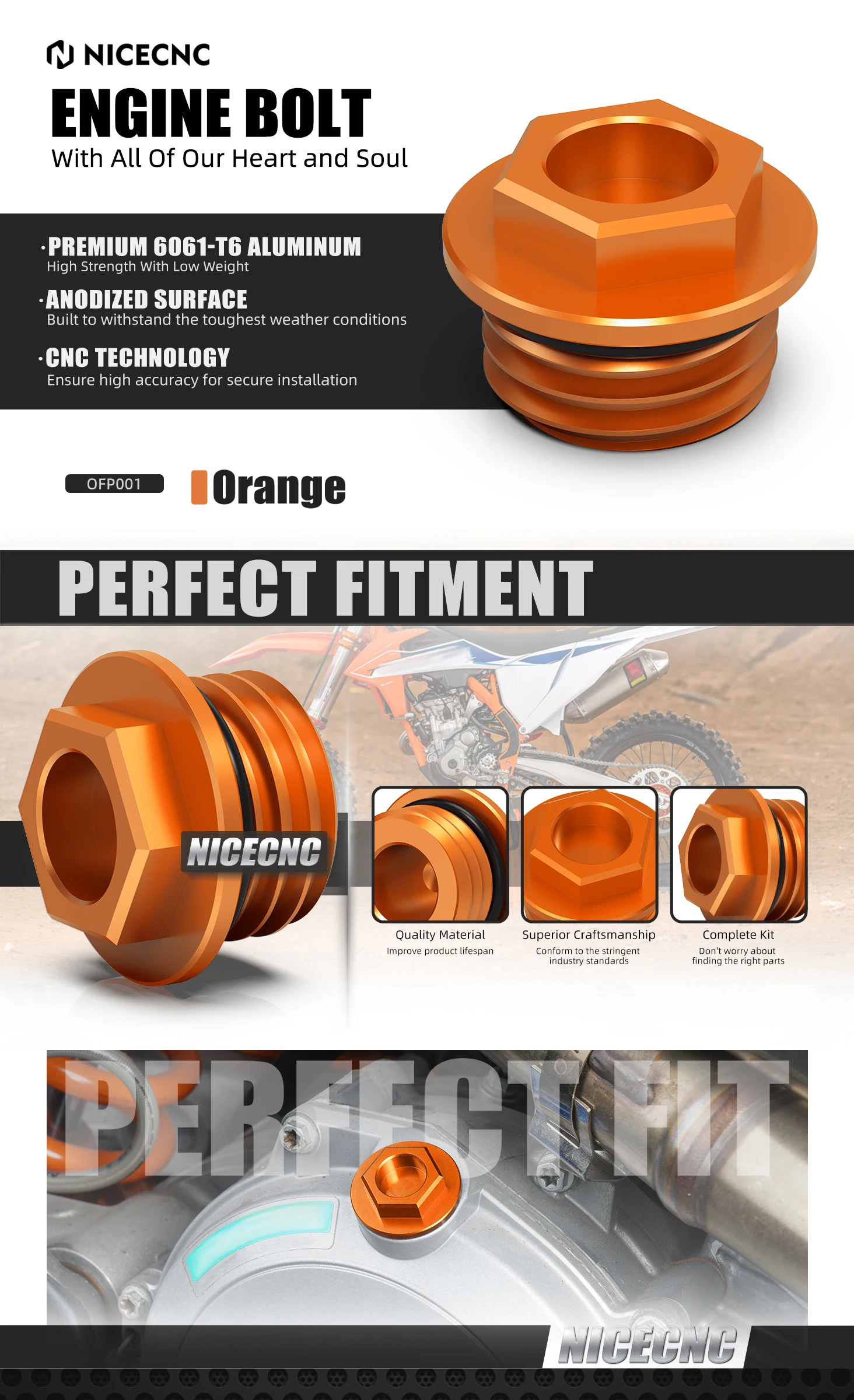 NICECNC Motoröl-Einfüllstutzenabdeckung für KTM EXC 300 2004-2021, passend für KTM EXC-F 350 SX 125 SXF 450 790 DUKE 1290 SUPERDUKE R/GT – Detail 1