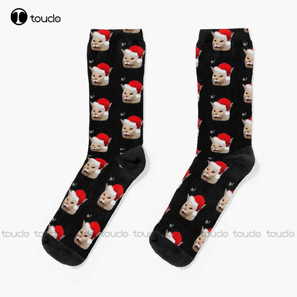 

Носки мужские с надписью «размазывать кота» на Рождество, черные Персонализированные носки унисекс для взрослых и подростков, молодежные, индивидуальный подарок