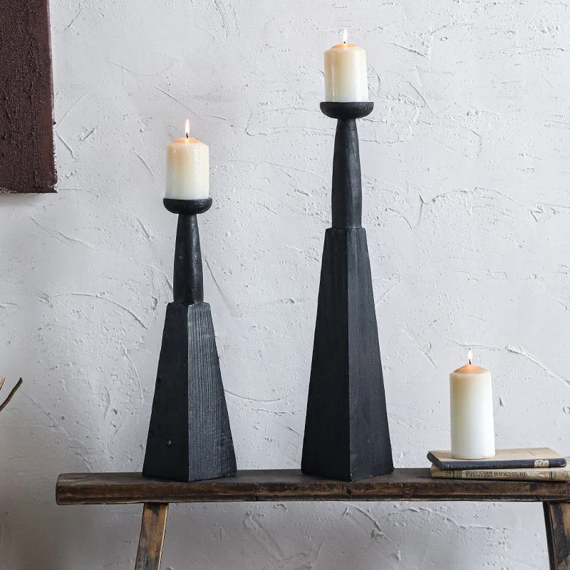 

Ji Ji Feng solid wood candlestick Nordic minimalist homestay decorations aromatherapy candle tray Zen dining table porch