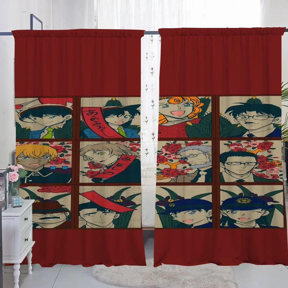 Window Kitchen Curtains for Living Room 2 Pieces Blackout Curtains Door Curtain D-detective C-conan Bedroom Decoration Partition 4