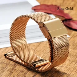 Milanese Stainless Steel Watch Band Bracelet - Universal Replacement Strap in Multiple Sizes for 21mm (Rose Gold)