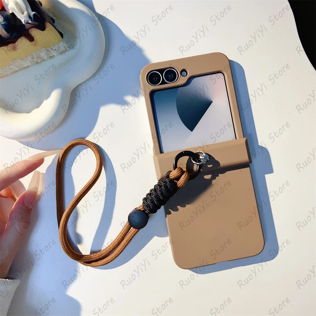 Cute Solid Color Portable Rope Phone Case - Hot Brown Korean Style