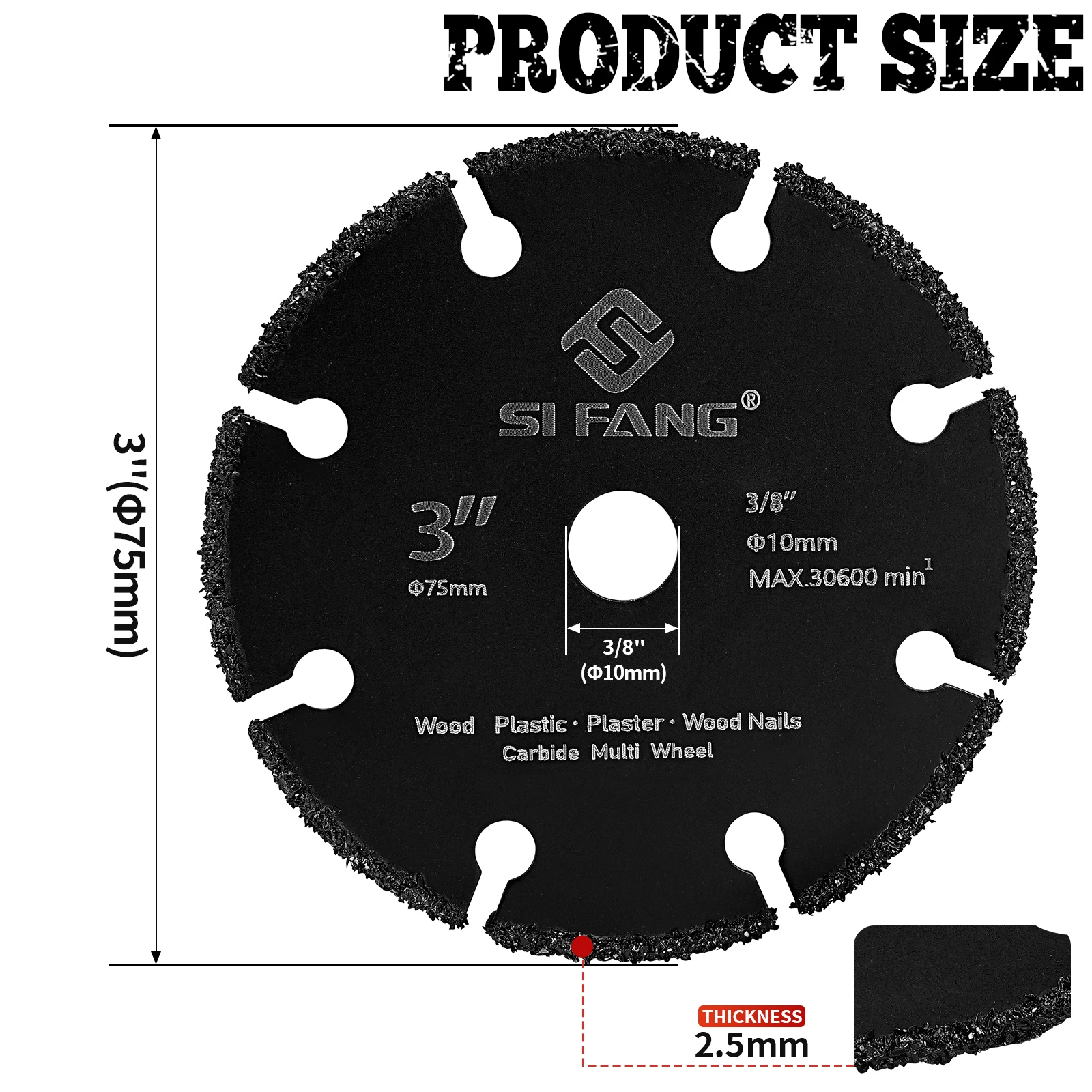 75mm Mini Cutting Disc 3" Diamond Circular Saw Blade Set For Wood Metal Stone Granite Marble With Mounting Mandrel