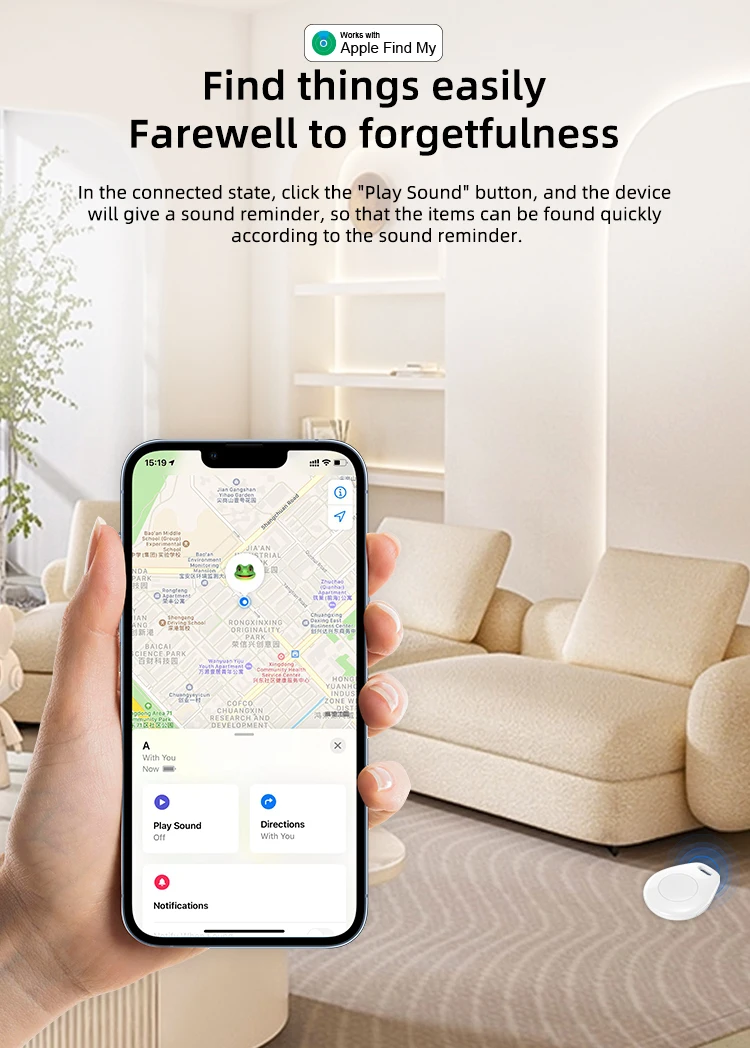 Bluetooth Key Finder GPS work with Apple Find My Global Network Smart AirTag Tra