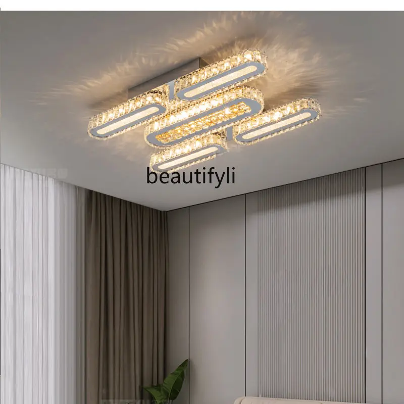 

Bedroom Crystal Ceiling Light Luxury Led Intelligent Dimming Rectangular Simple Modern New Atmosphere Main Light