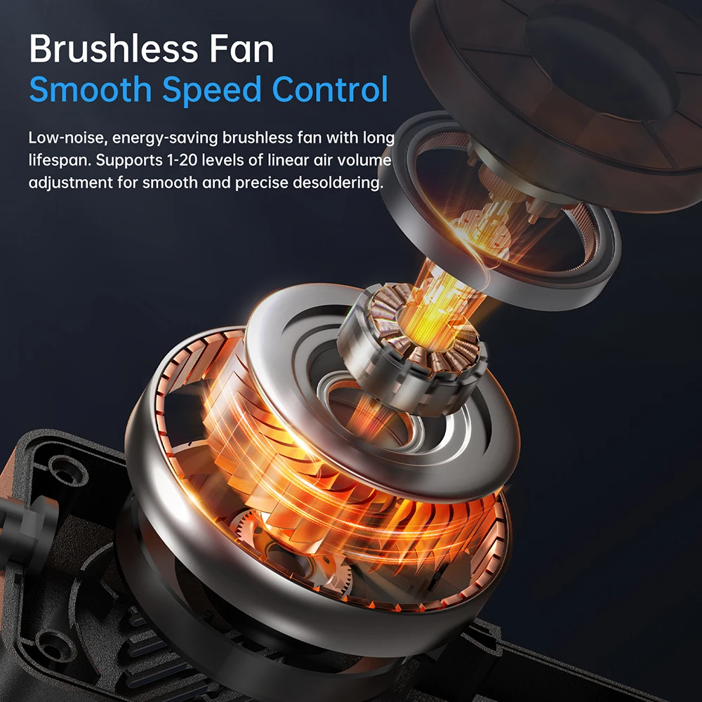 FNIRSI 스마트 히트 건 500W 고출력 급속 가열 납땜 건 PID 온도 제어 20단계 조절 LED 디스플레이