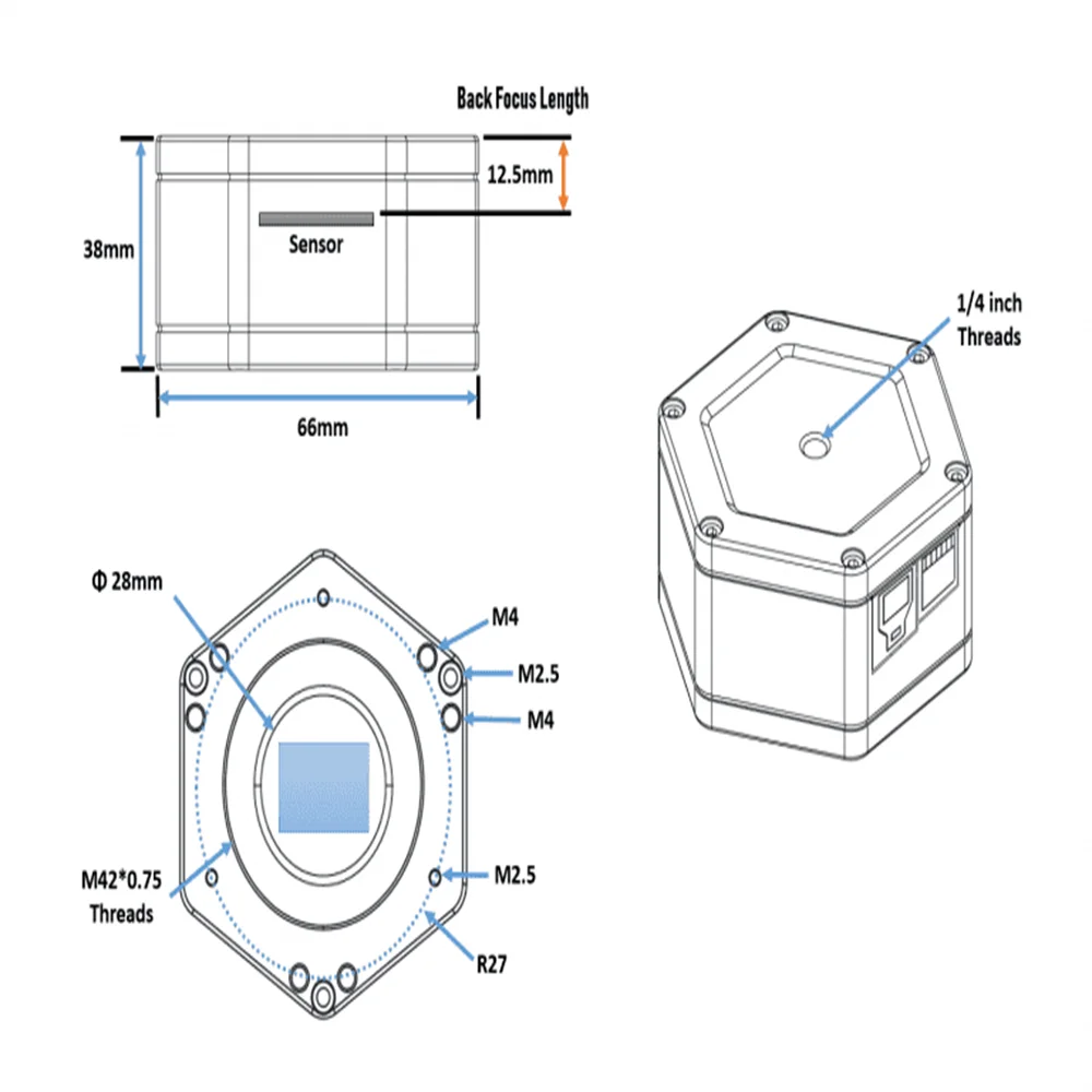 Saturn-M SQR USB3.0 모노 카메라 (IMX533)