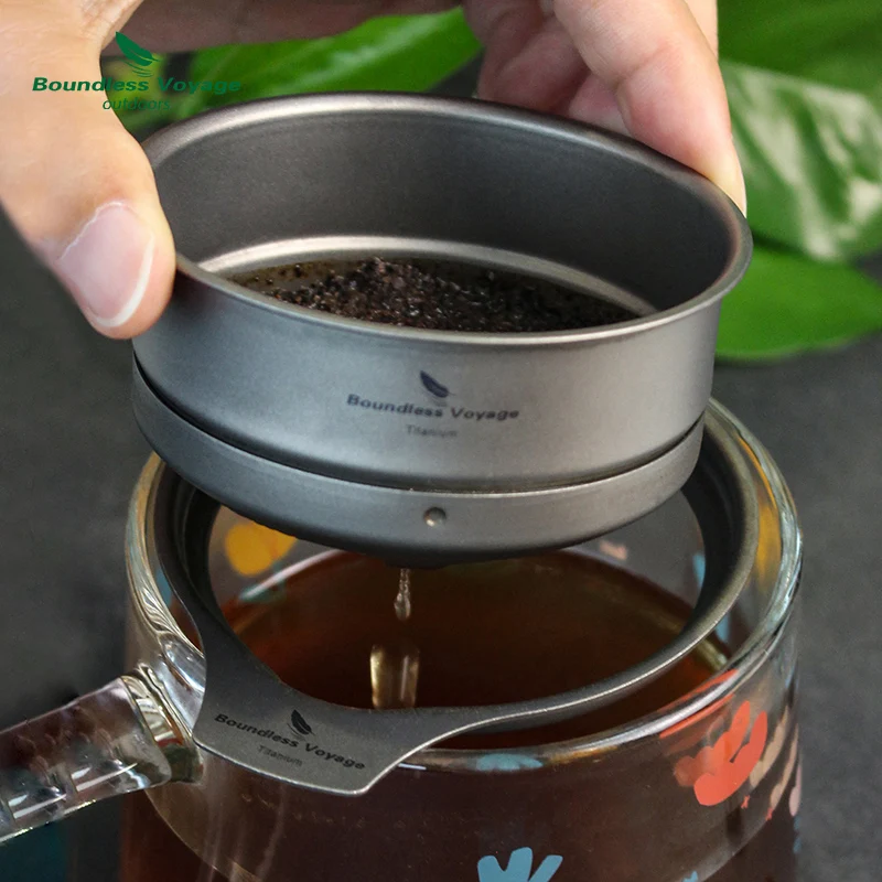 Boundless Voyage Titanium Coffee Mesh Filter Pour Over Paperless Reusable Dripper Holder titanium coffee filter