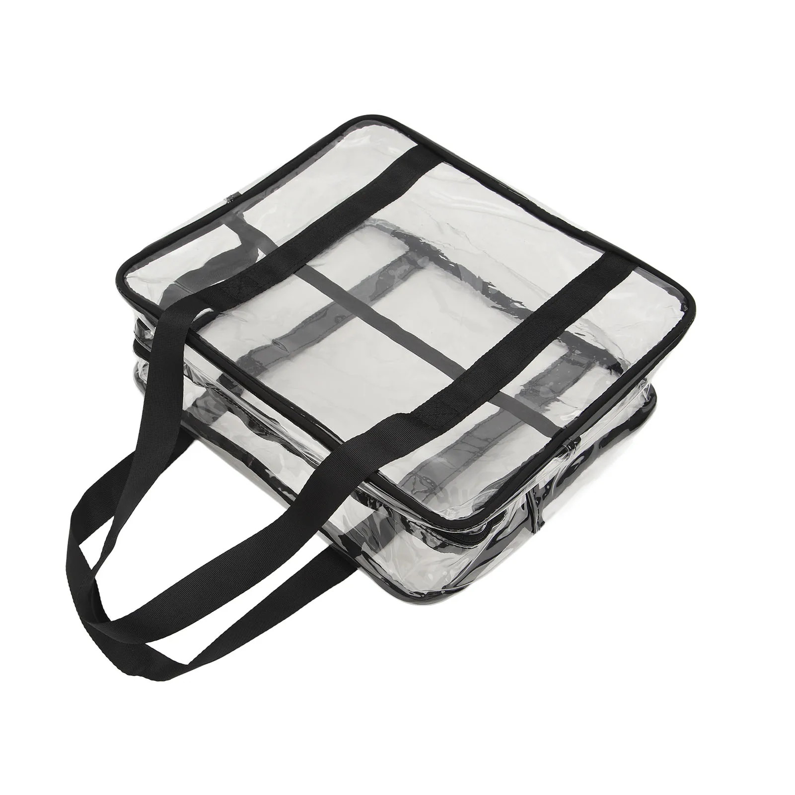 Clear Bag Black Multifunctional Clear Shoulder Handbag PVC Reinforced Fabric Seams with Adjustable Breathable Strap for Travel
