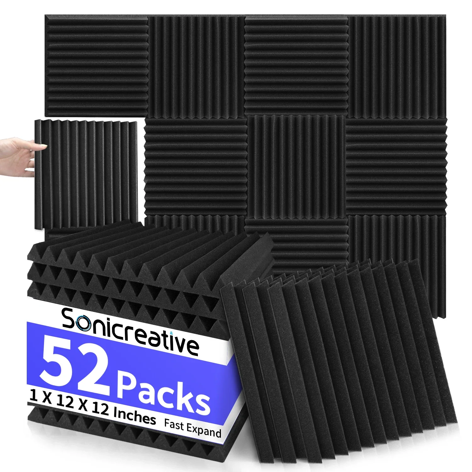 Soundproof Foam Panels 52 Pack for Walls