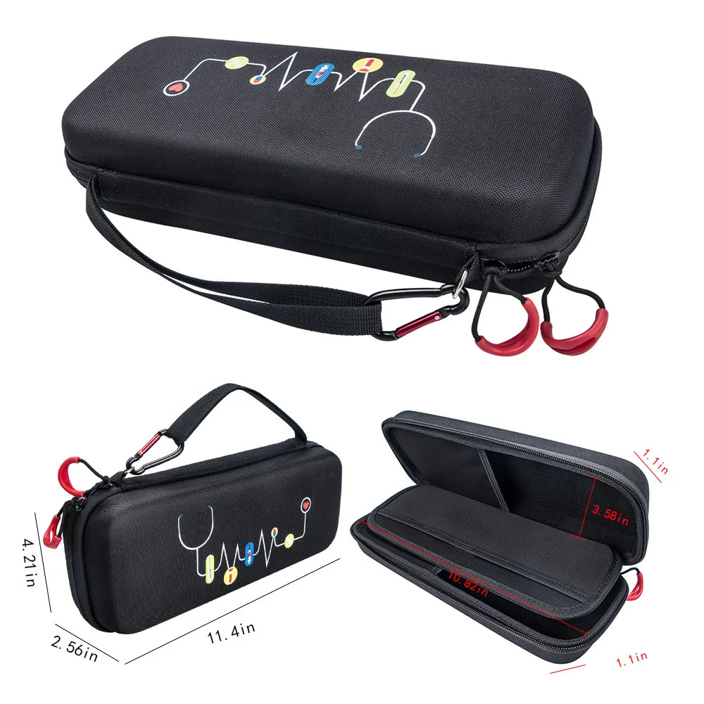 Blue Storage Medical Kit Health Monitor Bag Pouch with Stethoscope BP Manometer Reflex Hammer First Aid Tourniquet Penlight Set