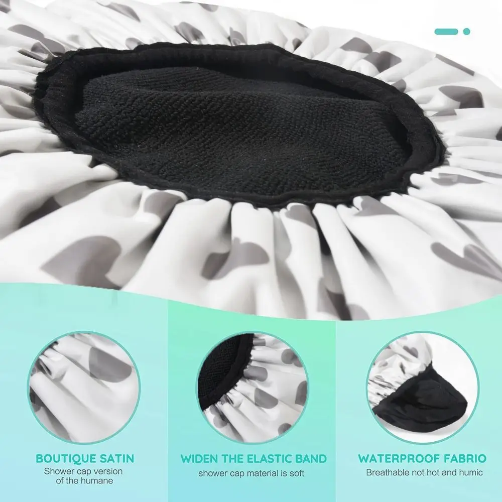 Waterproof Shower Cap Terry Cloth Lined EVA Exterior Reusable Triple Layer