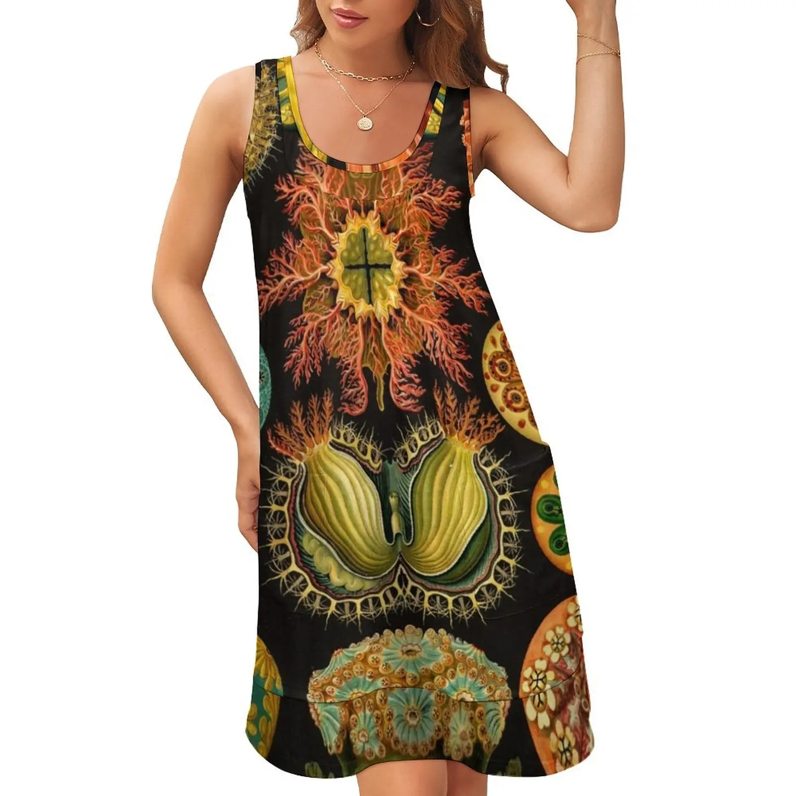 

Ascidia - Ernst Haeckel Sleeveless U-Neck Fake Two Piece Dress womens clothing elegant guest wedding dress dresses for woman