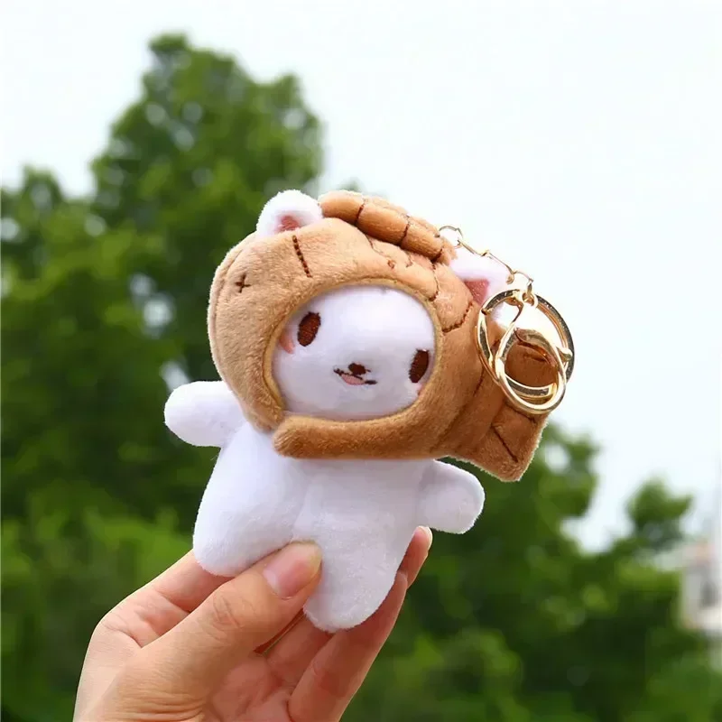 귀여운 모피 공 키 체인 고양이 부드러운 응원 동물 꼬리 머리 공 자동차 키 체인 도미 물고기 봉제 머리 모자 키 체인 엄마 선물 Llaveros