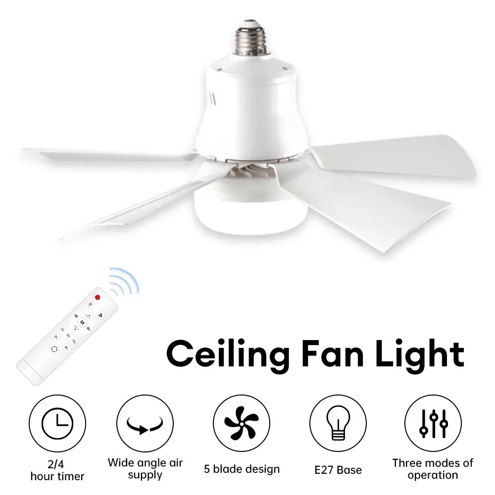 30W LED Ceiling Fan E27 Base Ultra Silent Electric Ceiling Lamp Remote Control For Bedroom Air Circulation