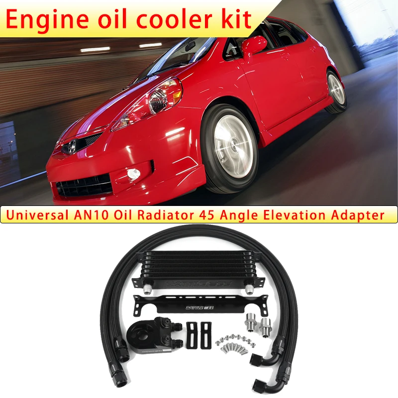 

Battle Bee Universal Aluminum Japanese Type 45° Angle Elevation Engine Oil Cooler Kit 7/10/13/15 Row Radiator Oil Filter Adapter