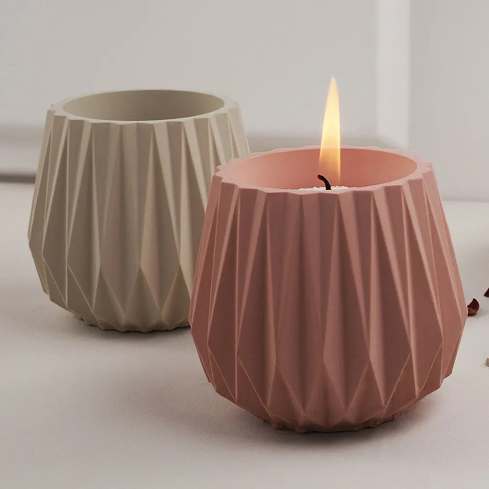 Large Geometric Flowerpot and Candle Holder Silicone Mold