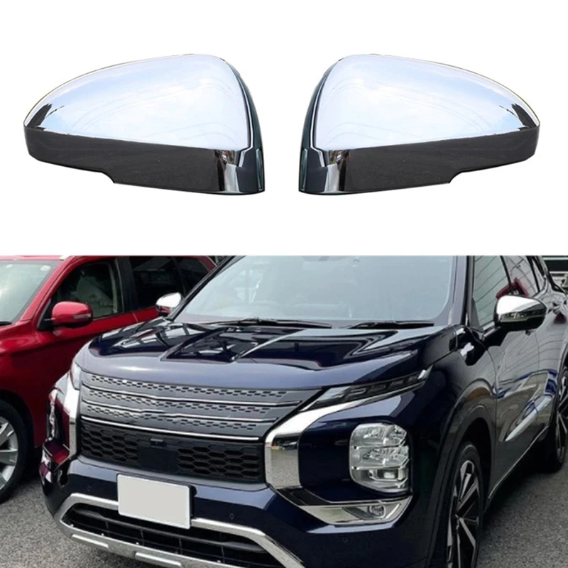 2Pcs Rearview Side Mirror Covers ABS Chrome For Mitsubishi Outlander 2022-2023 Car Accessories