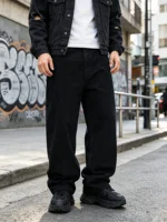 Jeans à Jambes Larges pour Hommes, Pantalon en Denim Droit et Ample, Pantalon Décontracté, Streetwear Hip Hop, Vêtement Quotidien, Mode Masculine, Bas Décontractés 1