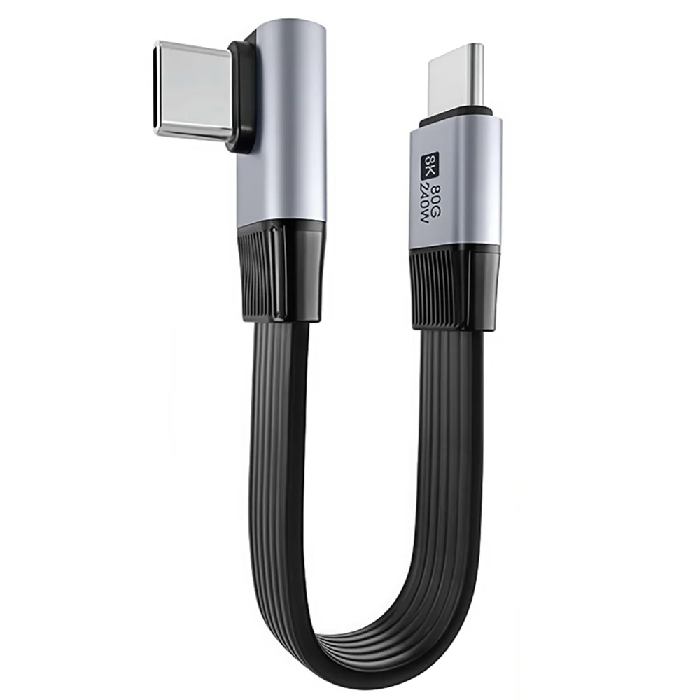 High-Speed Right Angle USB-C to USB-C Fast Charging Cable - 240W 90-Degree Connector