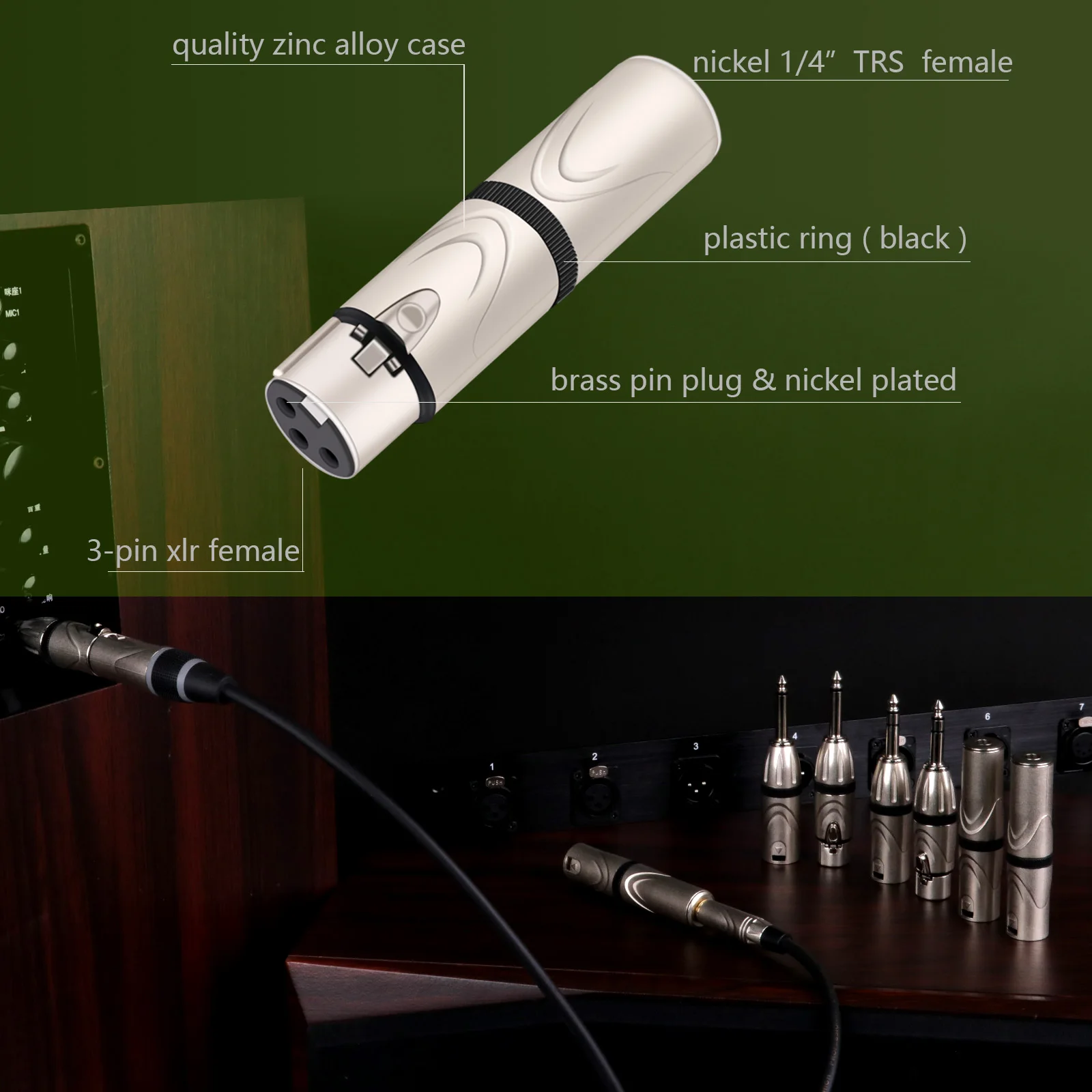 Audio Jack Adapter XLR 3 Pin Male to 1/4" 6.35mm Female Adapter Socket Audio Connector TRS Jack XLR Female to 6.35mm Microphone Mixer 1pc