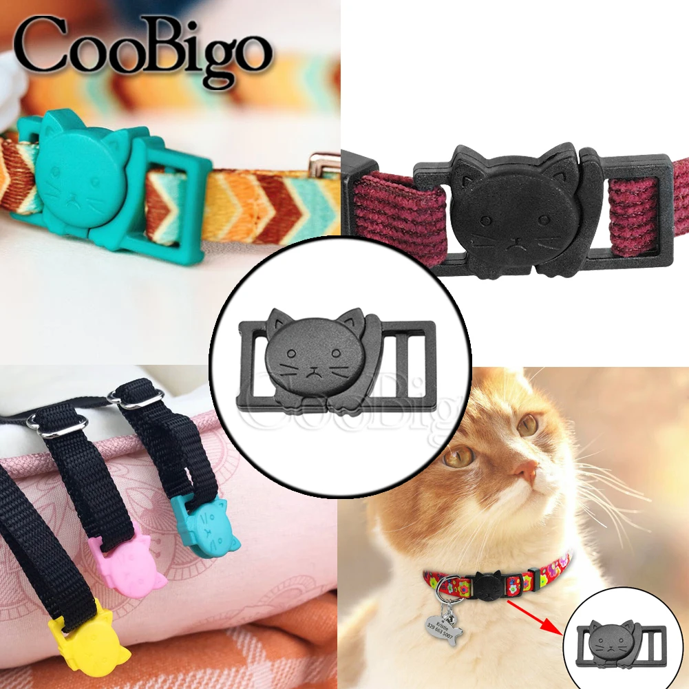 Paracord Accessories 12pcs Cat Head Plastic Safety Breakaway Side Release Bracelet Buckle Clips Outdoor Backpack Webbing Paracord Pet Collar Colorful