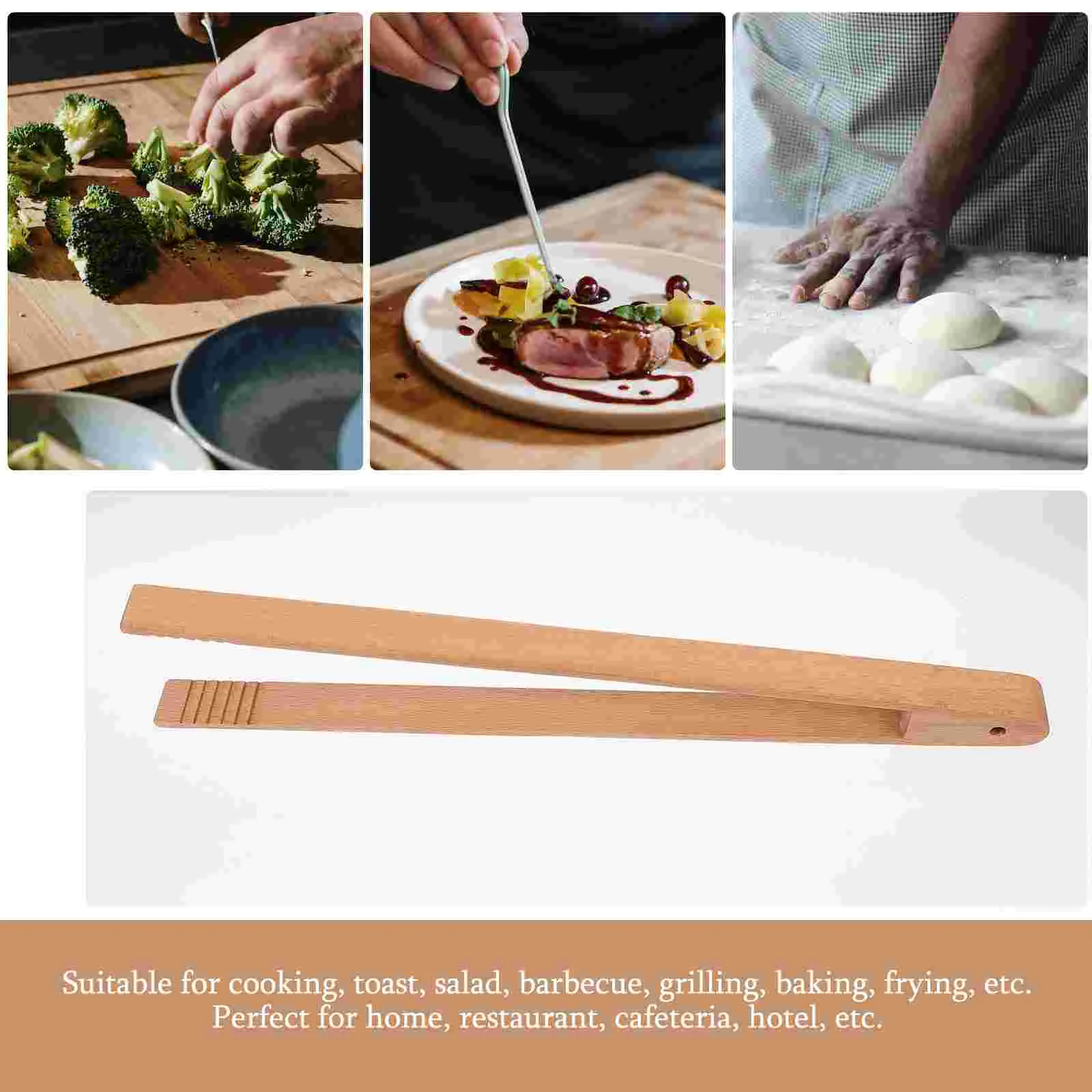 Multipurpose Wooden Tongs Food Clip Kitchen Utensils For Grilling Baking Restaurant Home Dining Bar Tools