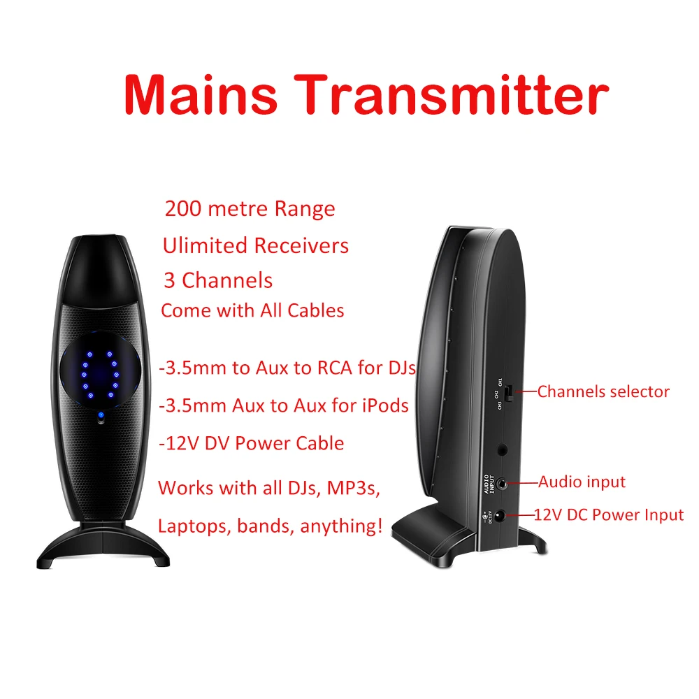 Wireless Headphones Bundle Including 40 Hearing Foldable Receivers Transmitters with 200m Distance Control 2