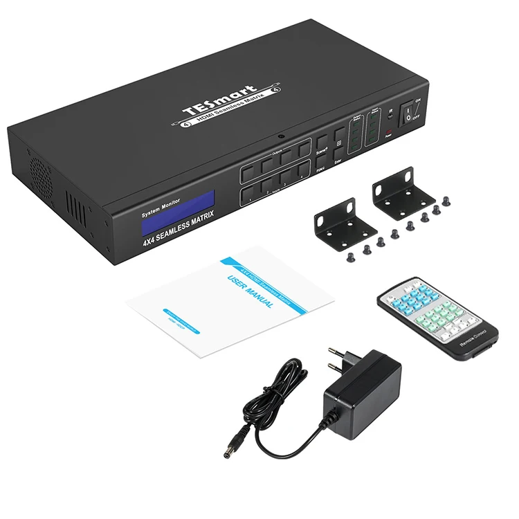 Video wall 4x4 HDMI Seamless switch Matrix Video wall HDCP 1.4 via RS232 port or LAN port hdmi matrix splitter 4 in 2 out hdr 4k 120hz 8k 60hz dolby vision atmos remote control hdmi switch selector box for ps5 xbox tv