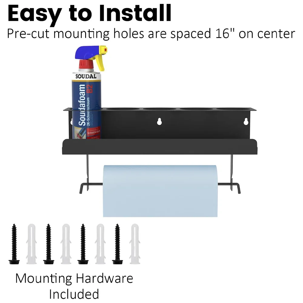 Garage Storage Shelves 5 Bottle Spray Can Holder Paint Bottle Storage Rack Garage Maintenance Spray Wall Hanging Organizer Rack Wall Mount Shelf